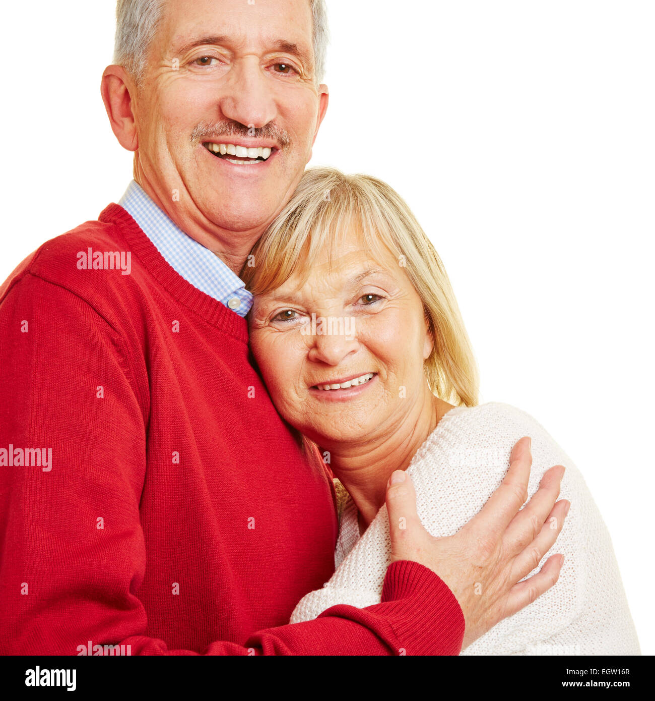 Happy smiling senior couple in love s'appuyant sur l'un de l'autre Banque D'Images