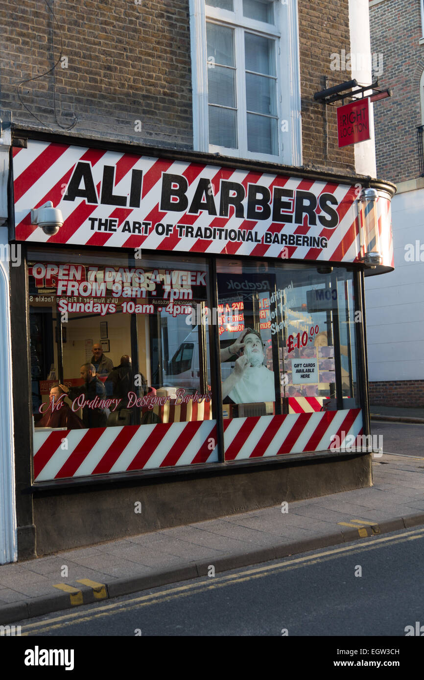 Ali barbiers men's coiffure, Ramsgate, Kent Banque D'Images