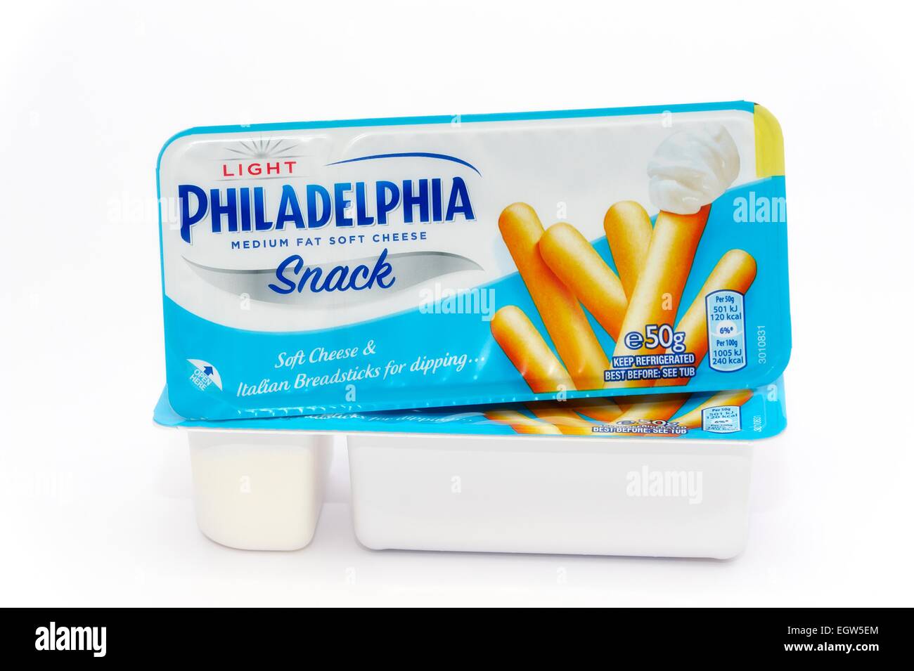 Light Philadelphia fromage gras moyen au détail snack pack Banque D'Images