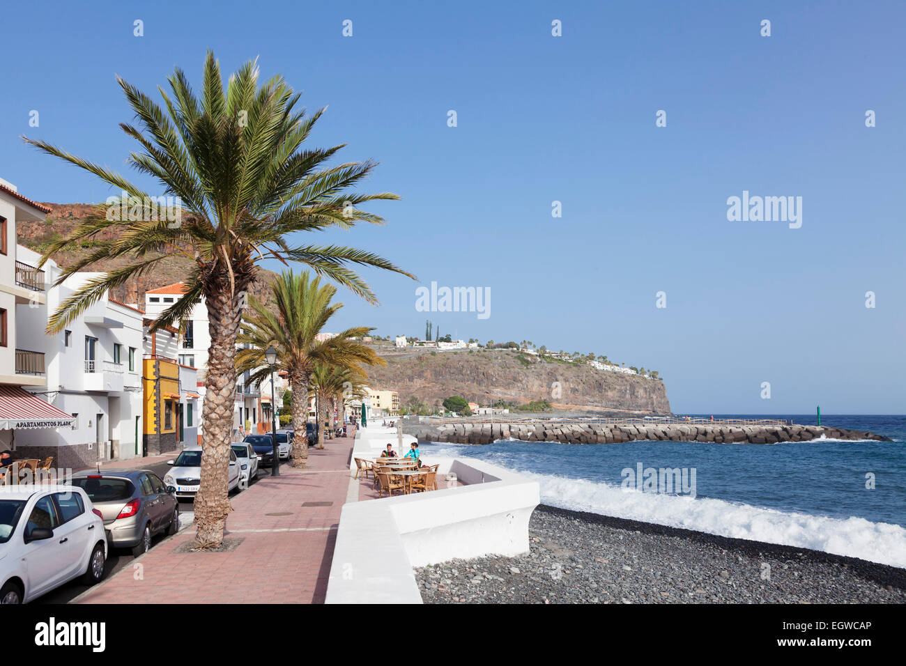 Promenade, Playa de Santiago, La Gomera, Canary Islands, Spain Banque D'Images