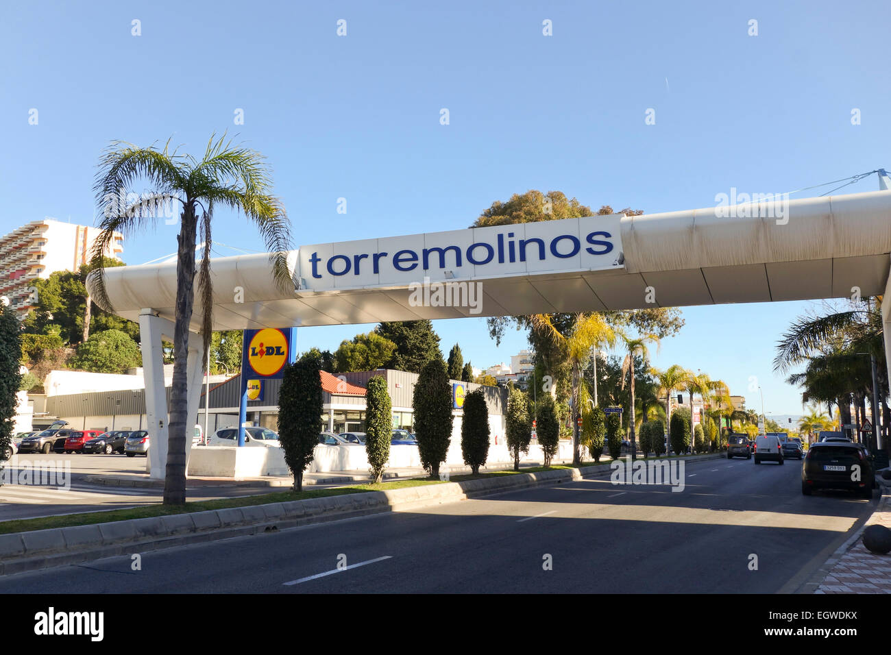 Panneau d'entrée, porte, à Torremolinos, Costa del Sol, Andalousie, Espagne du Sud. Banque D'Images