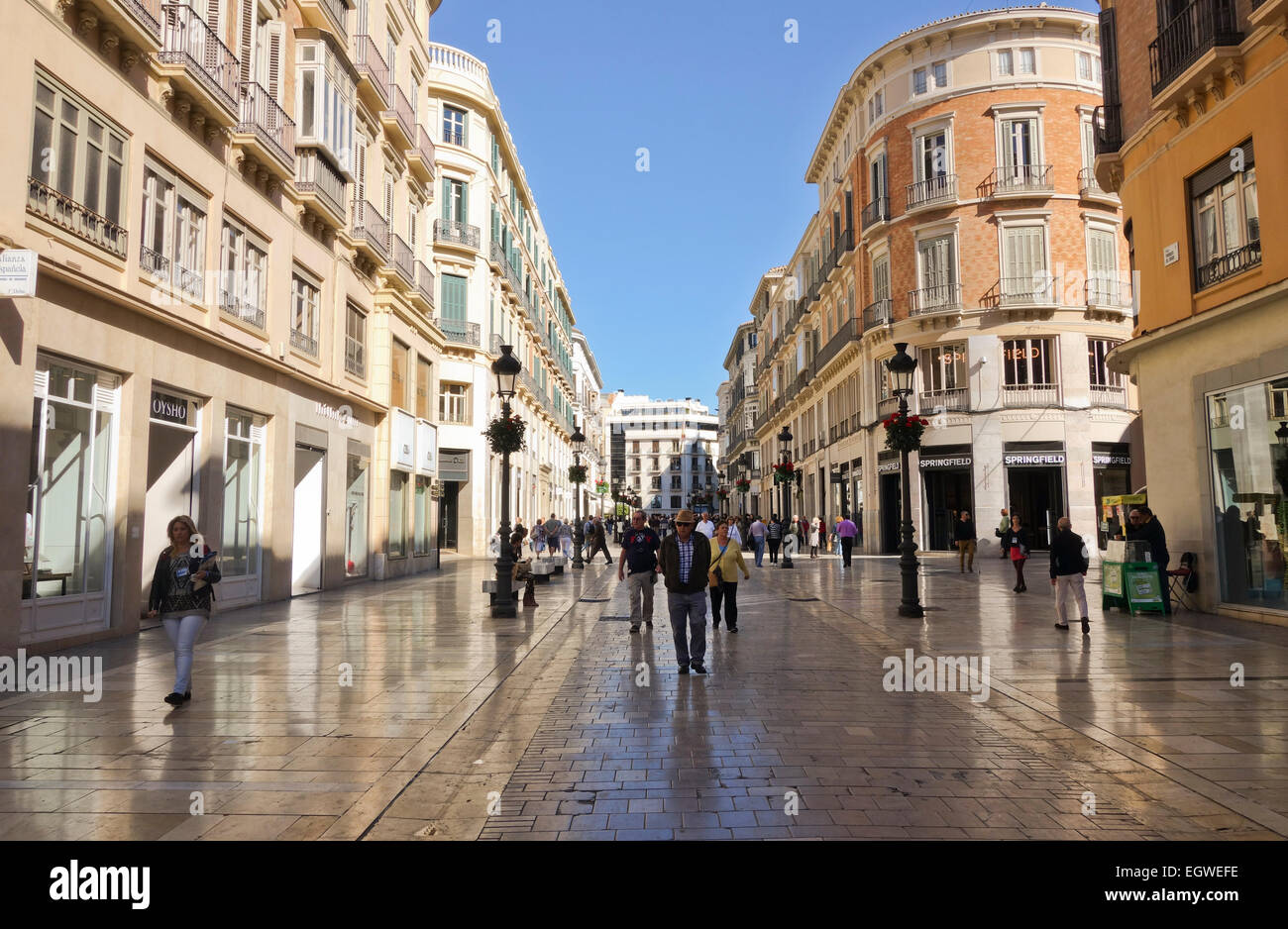 Calle Larios rue piétonne principale, Malaga, Andalousie, espagne. Banque D'Images