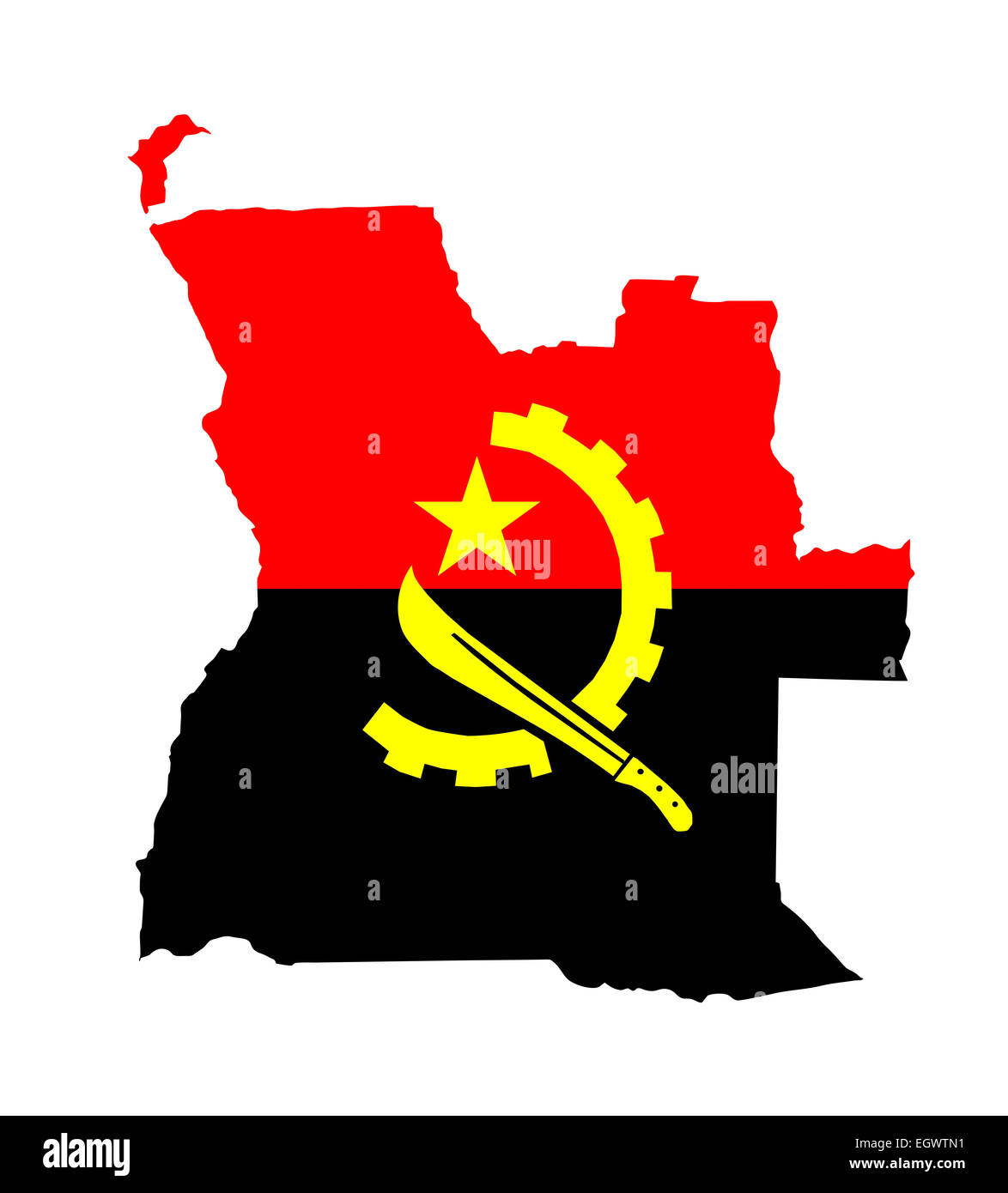 Pays Angola carte drapeau symbole national de forme Banque D'Images
