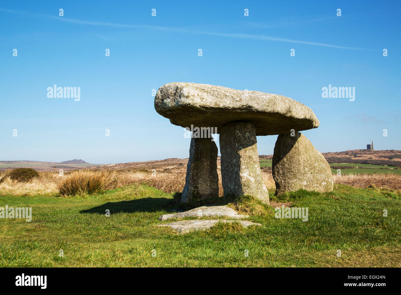 Lanyon Quoit chambre funéraire, dans la région de West Cornwall Banque D'Images