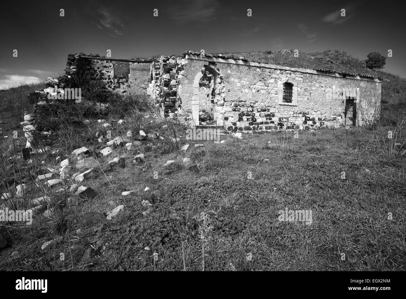 Ruines de la ville détruite de Cerretanum, détruit par le séisme de 1693. Terravecchia, Sicile Banque D'Images