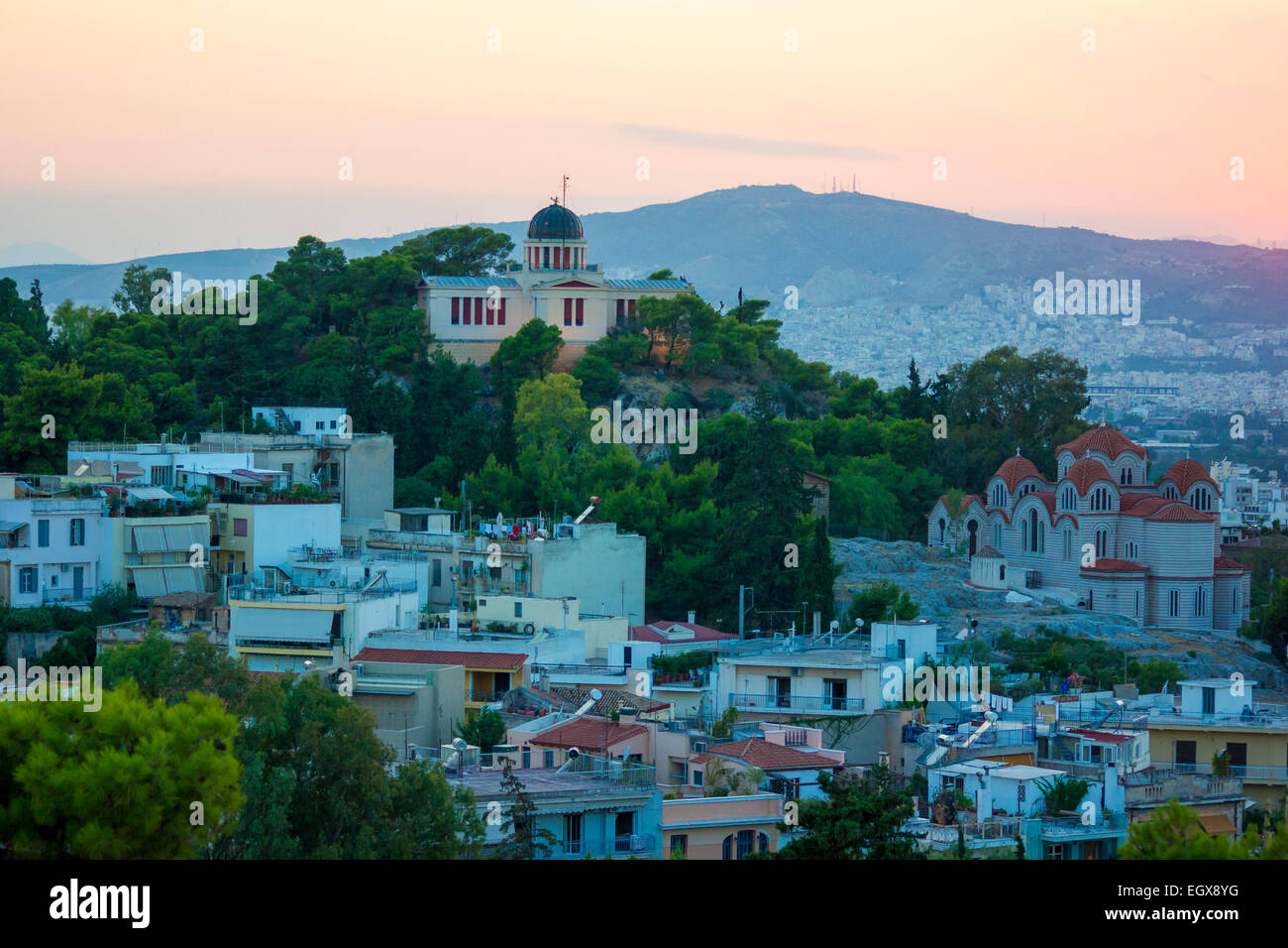 Les toits d'Athènes vue de l'Aréopage Hill, Grèce Banque D'Images
