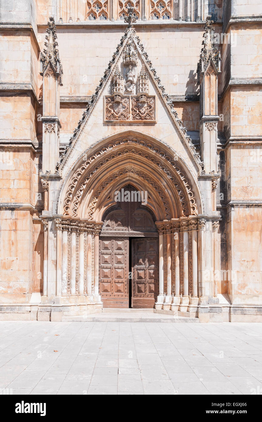 Portail décoratif de Monastère de Batalha au Portugal Banque D'Images