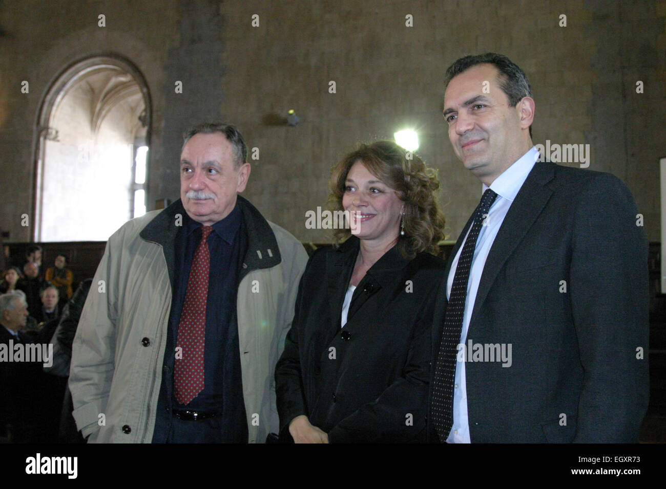 Naples, Italie. 3e mars 2015. Naples se souvient et commémore le directeur Napolitain Francesco Rosi avec un jour qui lui est consacré par la ville de Naples, parrainé par le maire Luigi de Magistris et le conseiller de la Culture Nino Daniel. Mémorial de l'administrateur qui est mort le 10 janvier dernier, en présence du maire de Naples, Luigi de Magistris, Carolina et Massimo, Luca De Filippo, conseiller municipal pour la culture Nino Daniele, Roberto Andò, Raffaele La Capria, Mario Martone et Giuseppe Tornatore dans Sala dei Baroni. Credit : PACIFIC PRESS/Alamy Live News Banque D'Images