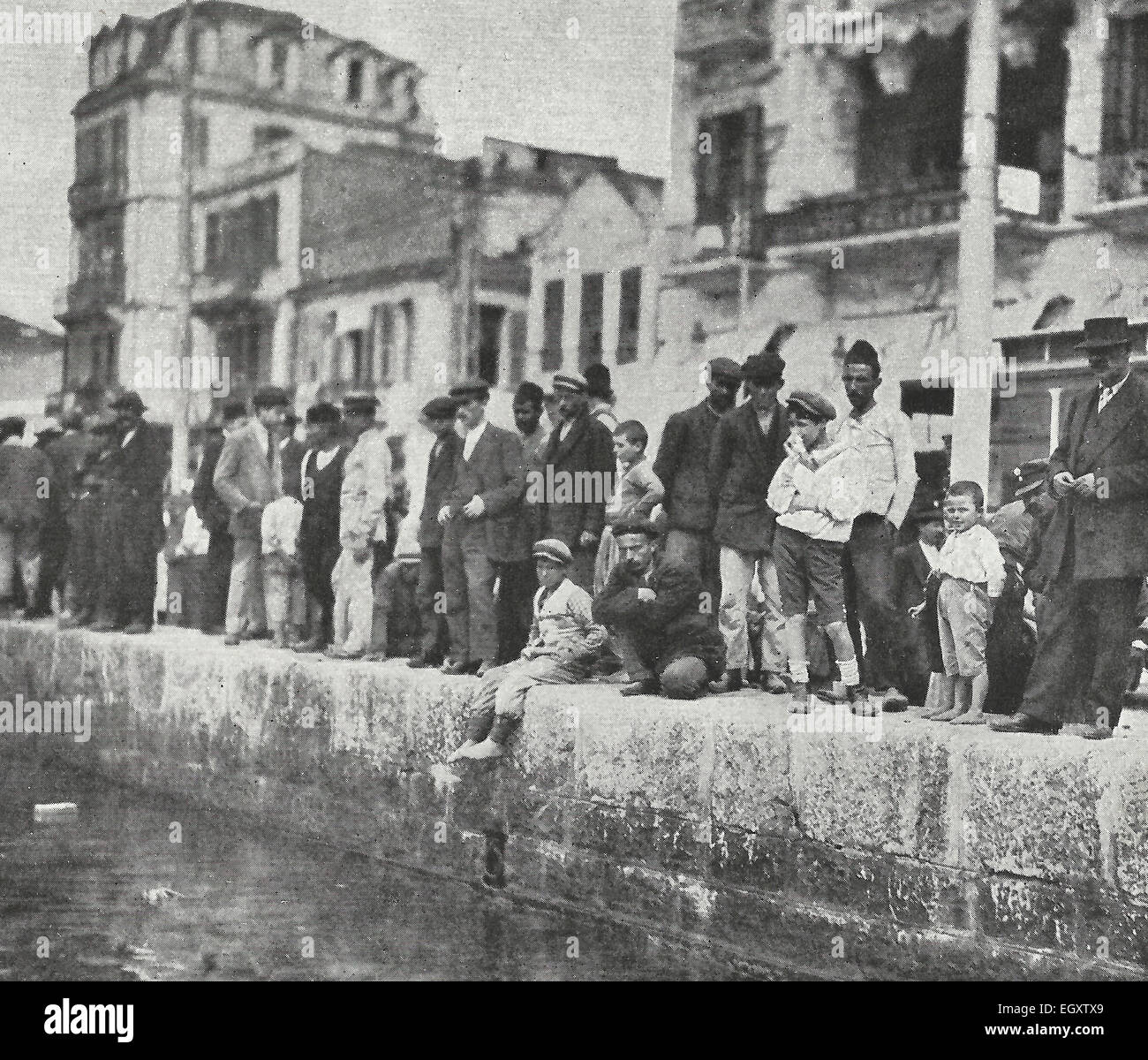 Le quai d'où les espions alliés débarquent - Salonique, Grèce LA PREMIÈRE GUERRE MONDIALE, vers 1916 Banque D'Images