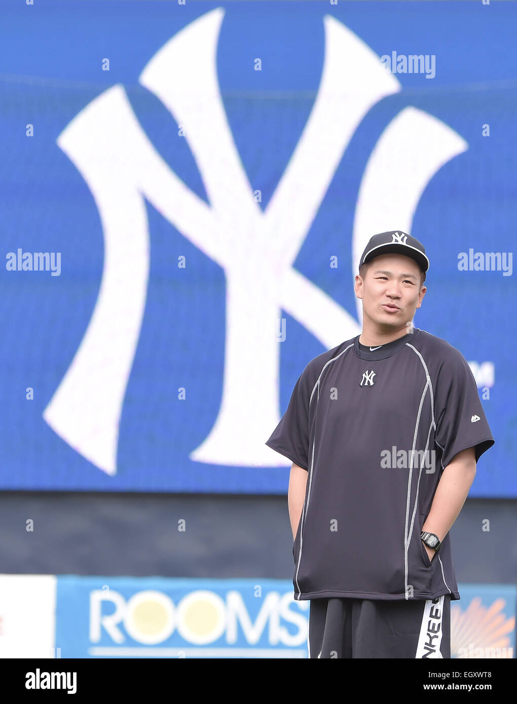 Tampa, Floride, USA. 1er mars 2015. Masahiro Tanaka (Yankees) : MLB New York Yankees ventilateur d'entraînement de printemps jour après la pratique de Tampa, Floride, États-Unis . © AFLO/Alamy Live News Banque D'Images