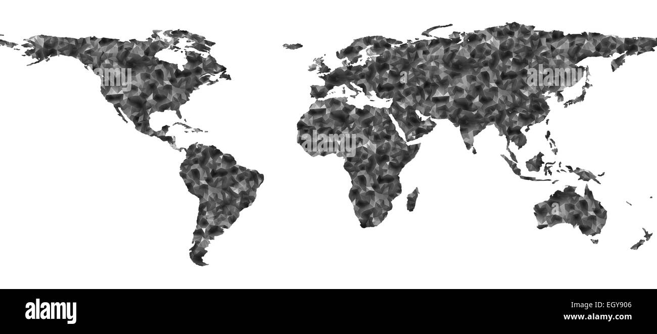Carte du monde des formes géométriques abstraites, faible graphique 3D polygonale Banque D'Images