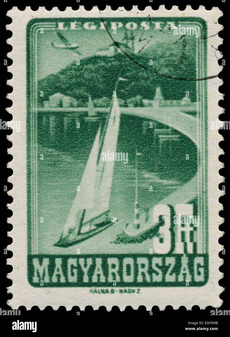 Hongrie - circa 1947 : timbres en Hongrie, montre le lac Balaton, vers 1947 Banque D'Images