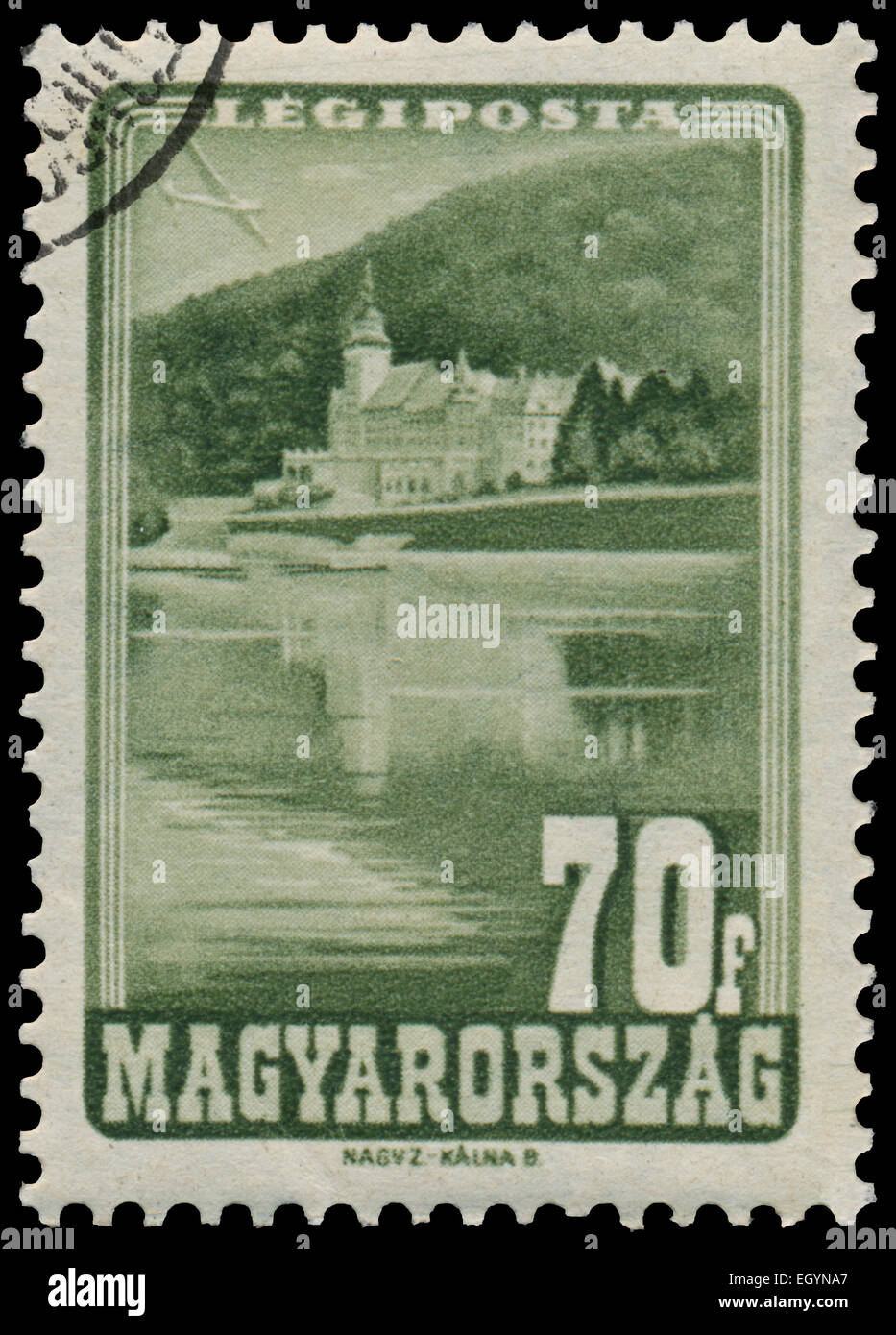 Hongrie - circa 1947 : timbres par la Hongrie, spectacles Palace Hotel, Lillafured, vers 1947 Banque D'Images