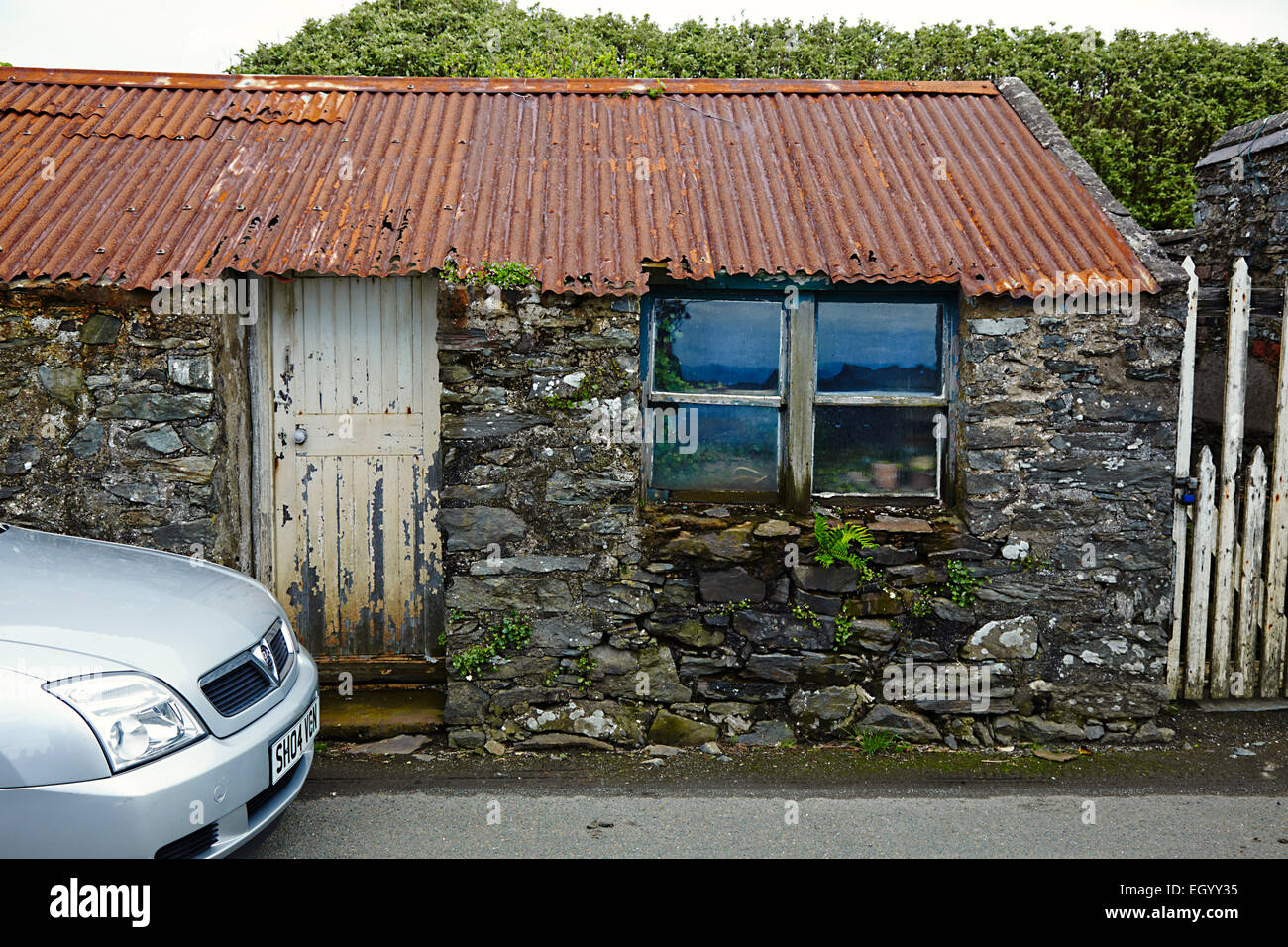 Ancien cottage de Manx à Cregneash Banque D'Images