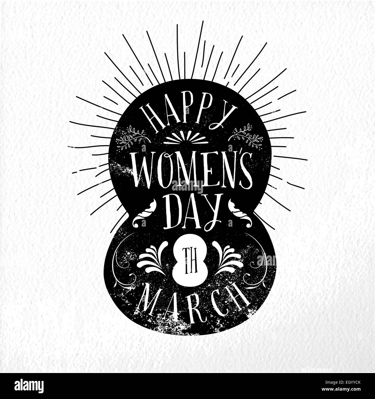 8 mars Journée des femmes heureux vintage illustration de l'étiquette. Idéal pour la conception d'affiches, cartes de vœux et présentation web. Vecteur EPS10. Illustration de Vecteur