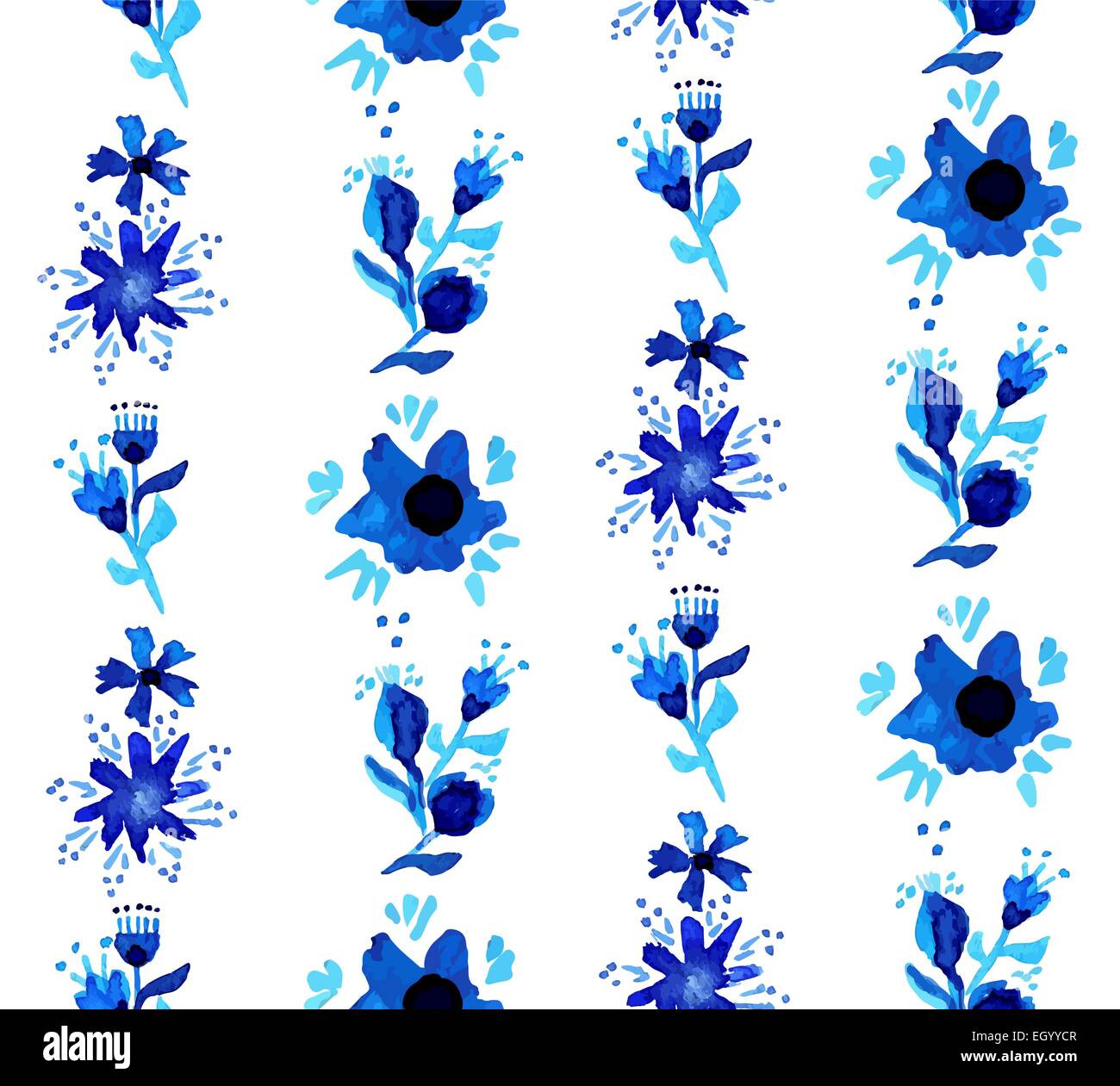 Floral vintage aquarelle illustration très tendance. Les fleurs et les feuilles de couleur bleu fait main idéal pour mariage, anniversaire Illustration de Vecteur