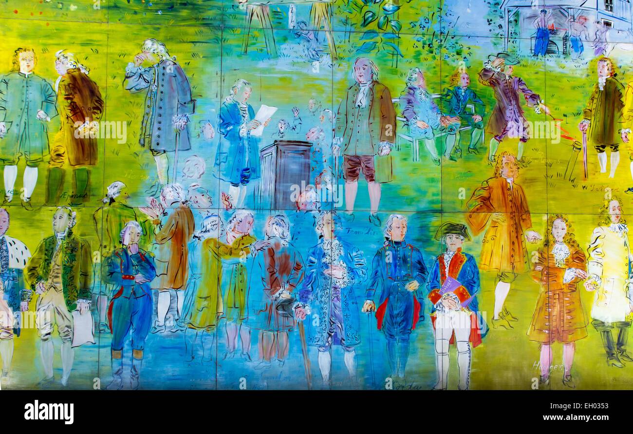 ActiveMuseum 0003197.jpg / la fée électricité - huile sur polywood (250 panneaux) Jean-Charles de Borda, Benjamin Franklin, Jean Dalibard, Franz Aepinus, Stephen Gray, Pierre du Buat, Jacques de Romas 27/11/2013 - 20e siècle / Collection / Musée actif Banque D'Images