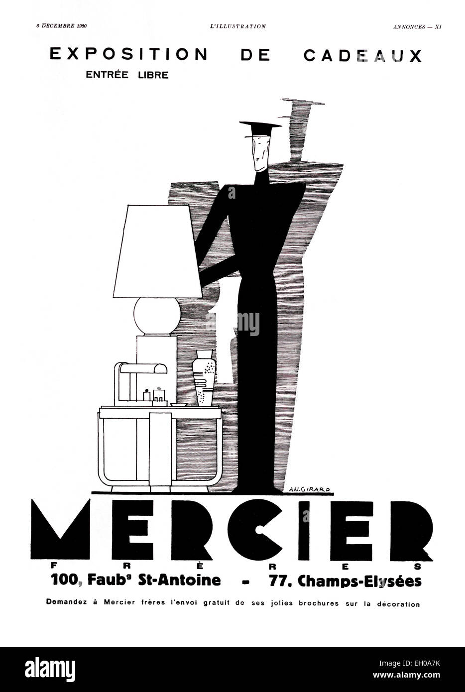 1930 Annonce "Mercier" cadeaux du Français "L'illustration" magazine. Banque D'Images