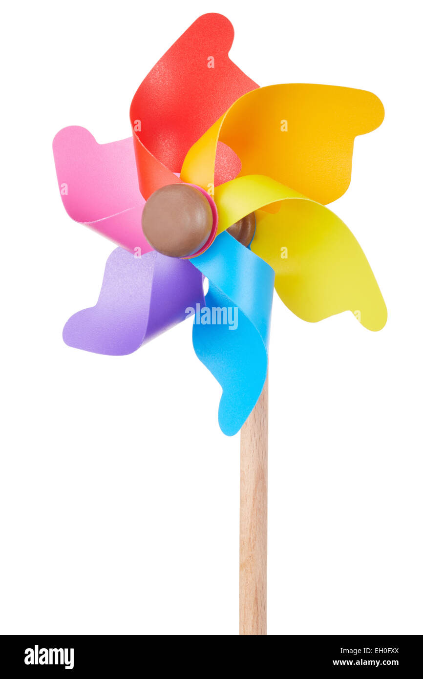 Colorés, Pinwheel toy on white Banque D'Images
