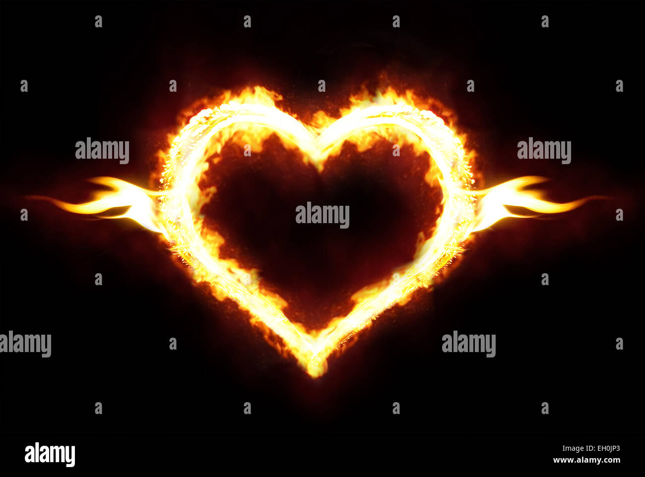 Valentines Day ou hot love concept - fire heart Banque D'Images