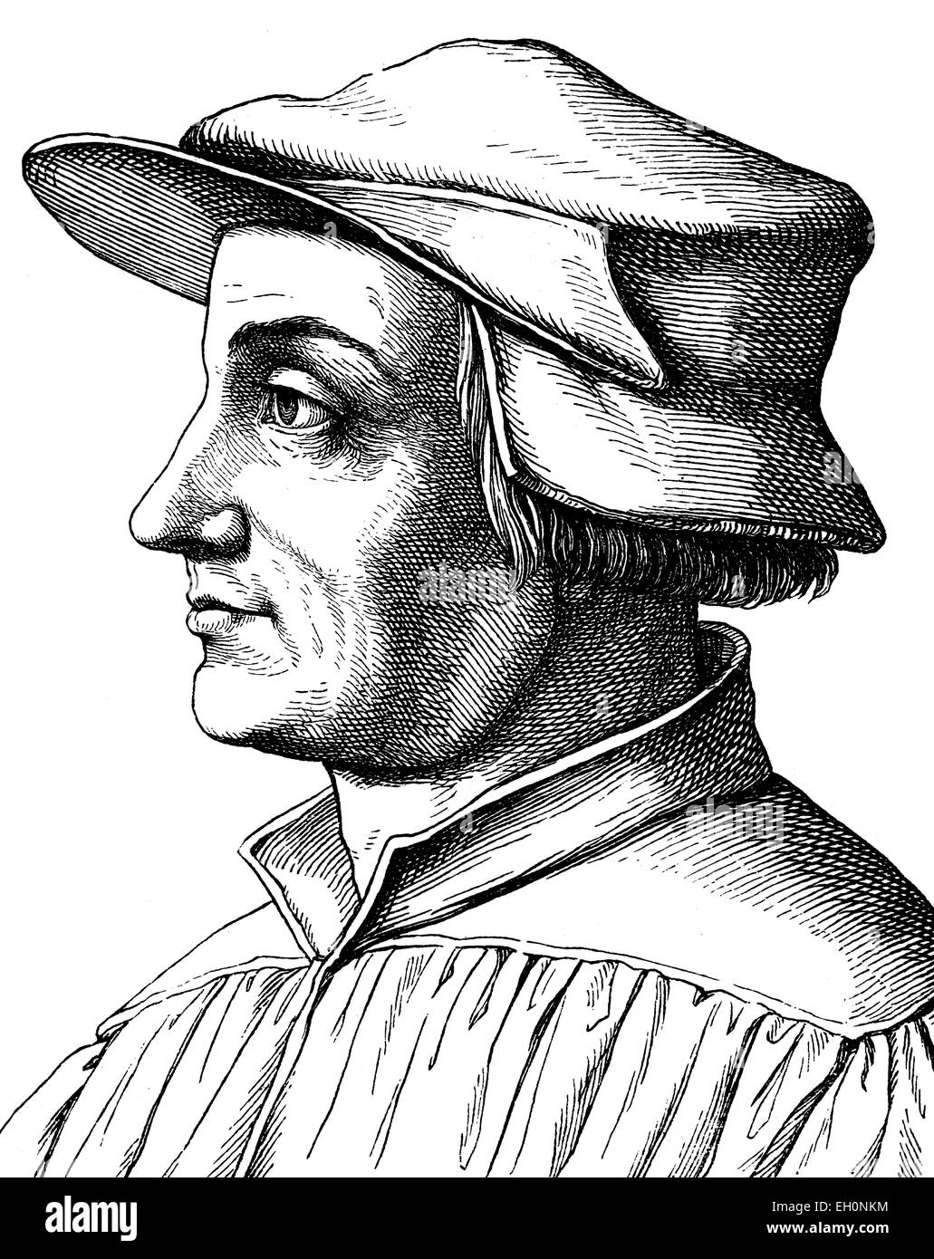 L'amélioration de l'image numérique de Huldrich Zwingli Huldreich Zwingli, ou réformateur de Zurich, illustration historique, portrait, 1880 Banque D'Images