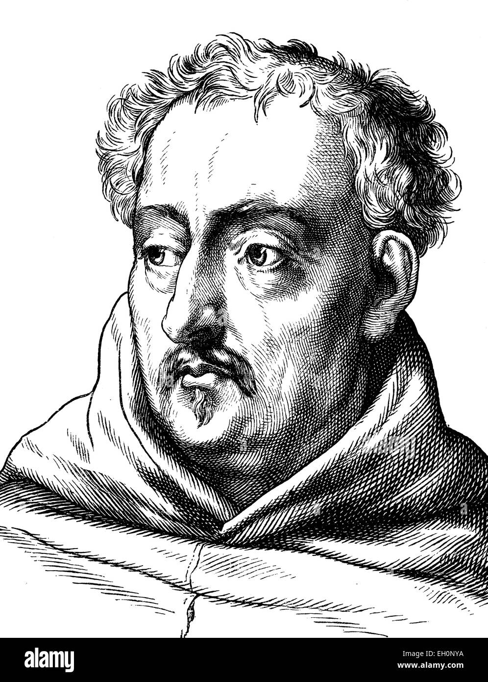 L'amélioration de l'image numérique d'Abraham a Sancta Clara, Ulrich Megerle, prêtre et auteur de l'époque baroque, 1644 - 1709, l'illustration historique, portrait, 1880 Banque D'Images