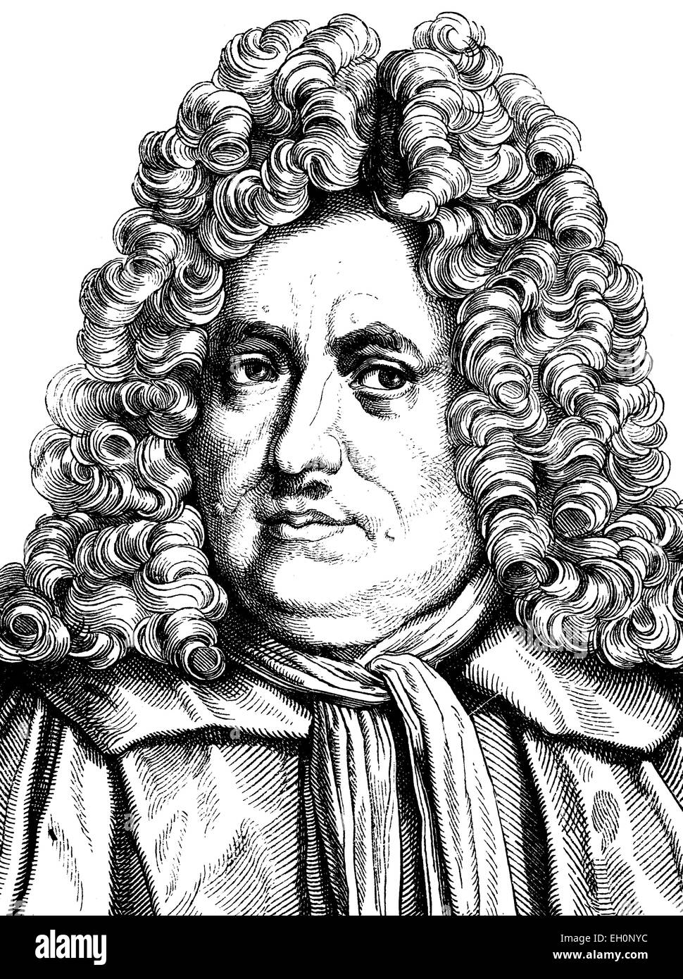 L'amélioration de l'image numérique de Christian Thomasius, avocat, philosophe des Lumières, 1655 - 1728, l'illustration historique, portrait, 1880 Banque D'Images