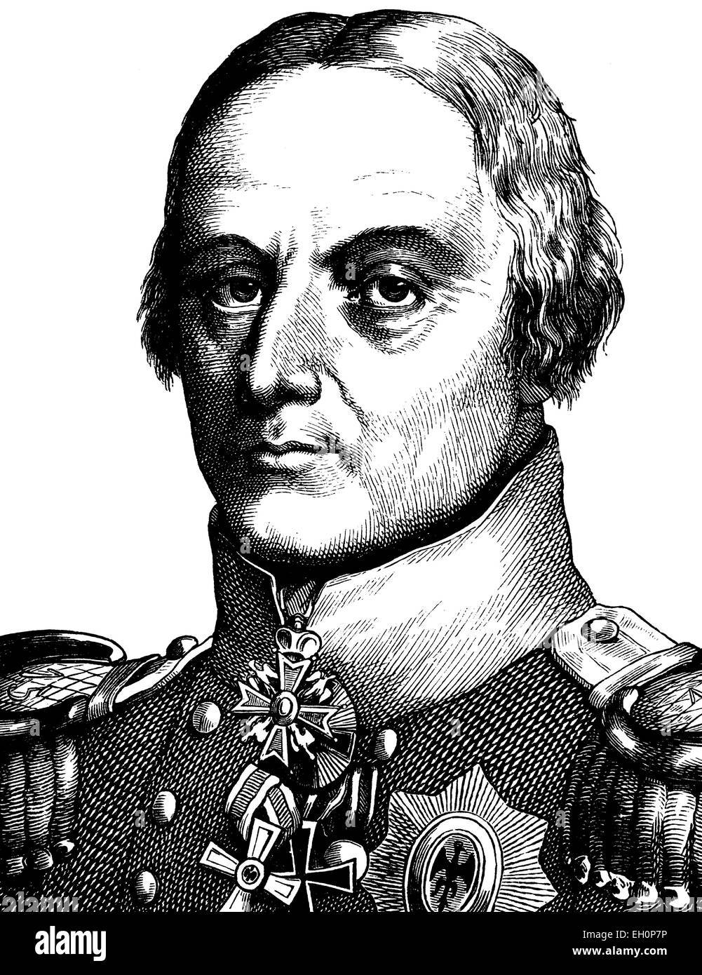 L'amélioration de l'image numérique de Friedrich Wilhelm Freiherr von Buelow, Graf von Dennewitz, général prussien, 1755 - 1816, portrait, illustration historique, 1880 Banque D'Images