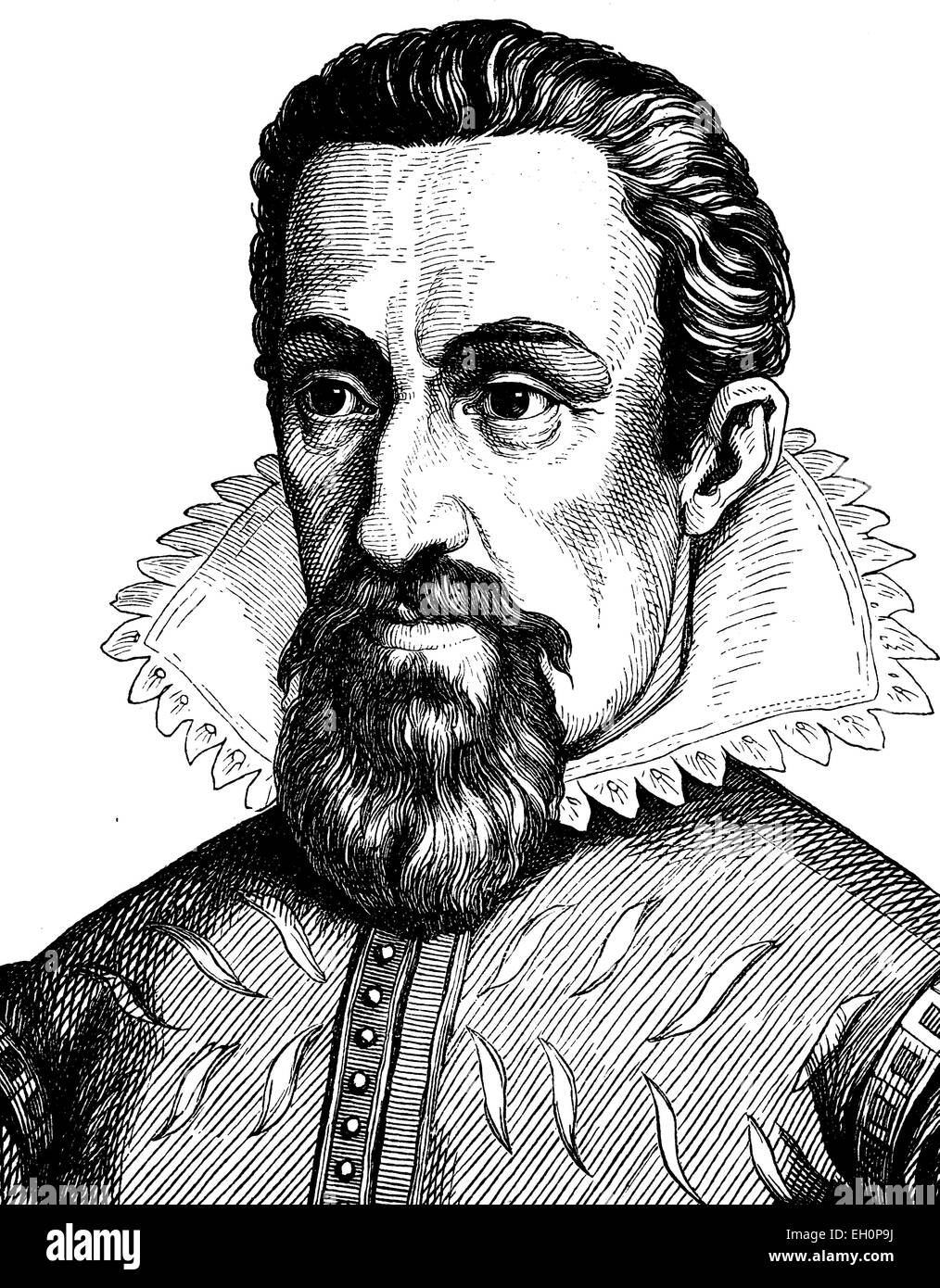 L'amélioration de l'image numérique de Johannes Kepler, 1571 - 1631, portrait, illustration historique, 1880 Banque D'Images