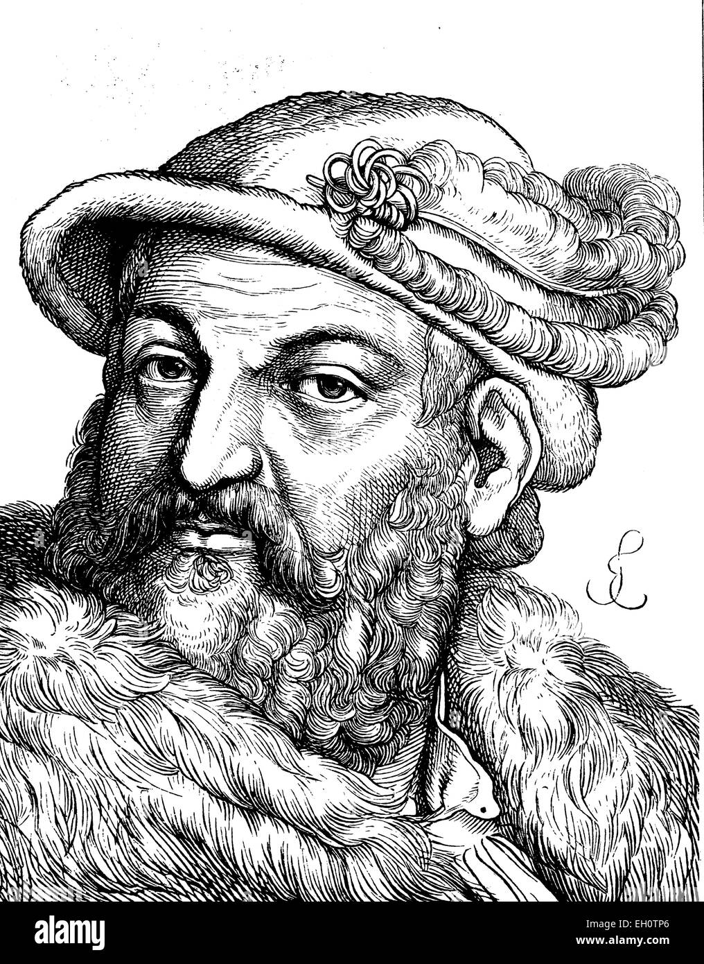 L'amélioration de l'image numérique de Joachim II de Brandebourg, 1505 - 1571, portrait, illustration historique, 1880 Banque D'Images