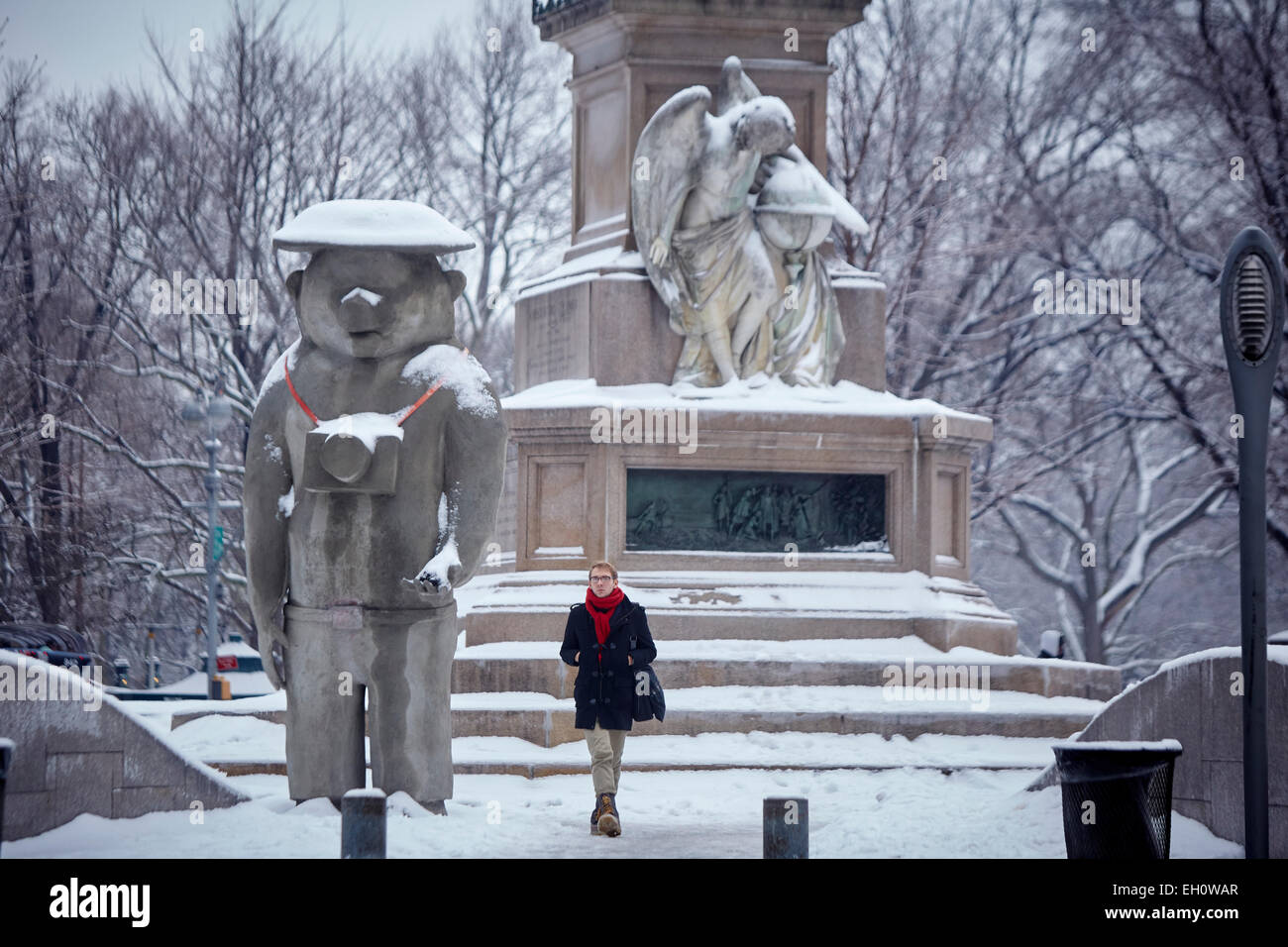 Statue photographe près de Central Park Manhattan à New York North America USA Banque D'Images