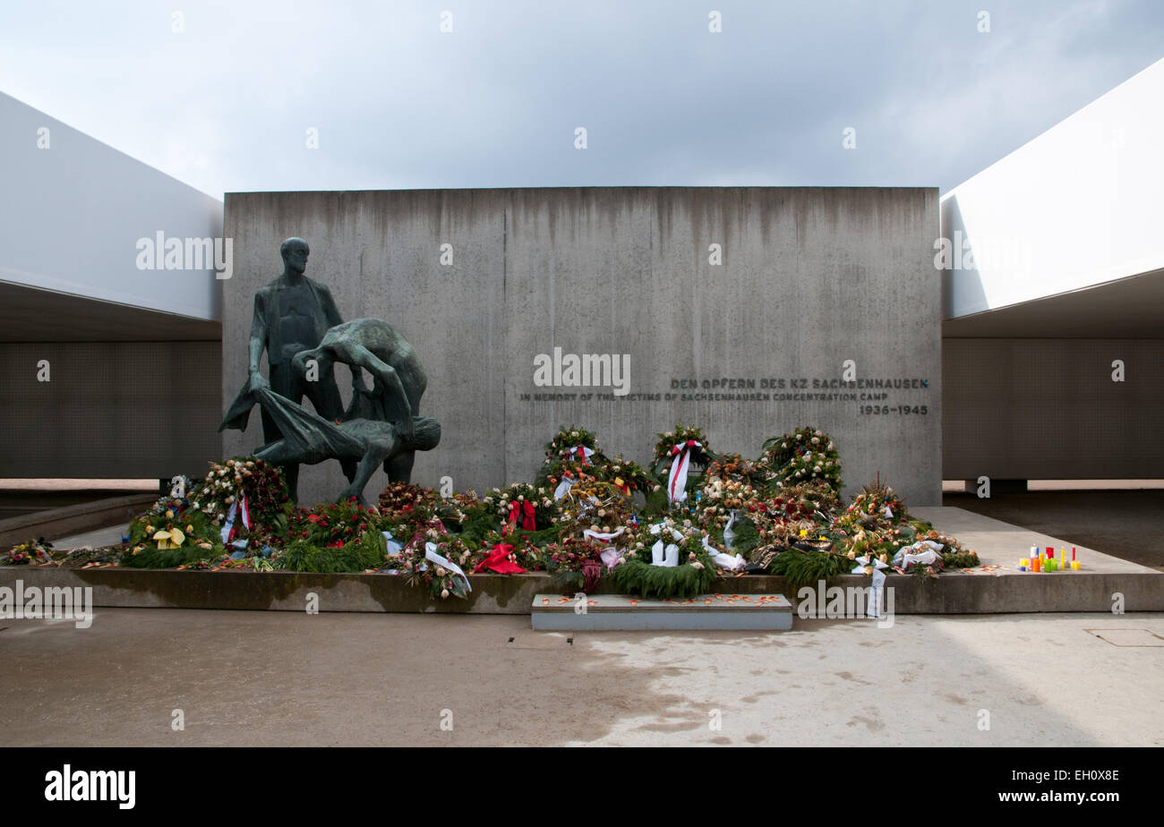 Le site du mémorial du camp de concentration de Sachsenhausen, Oranienburg, Allemagne Banque D'Images