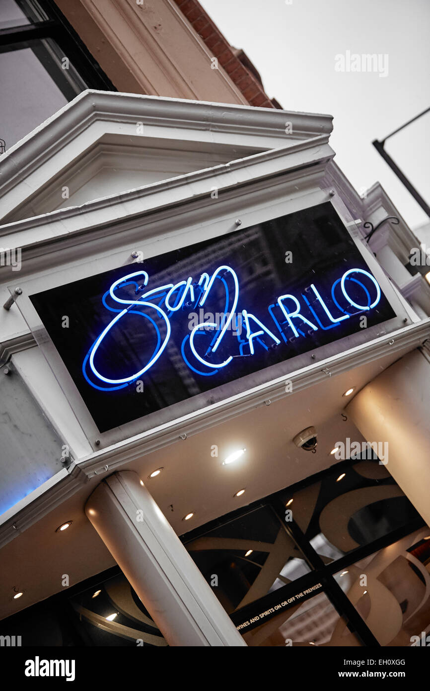 San Carlo restaurant italien célèbre dans le centre-ville de Manchester Banque D'Images