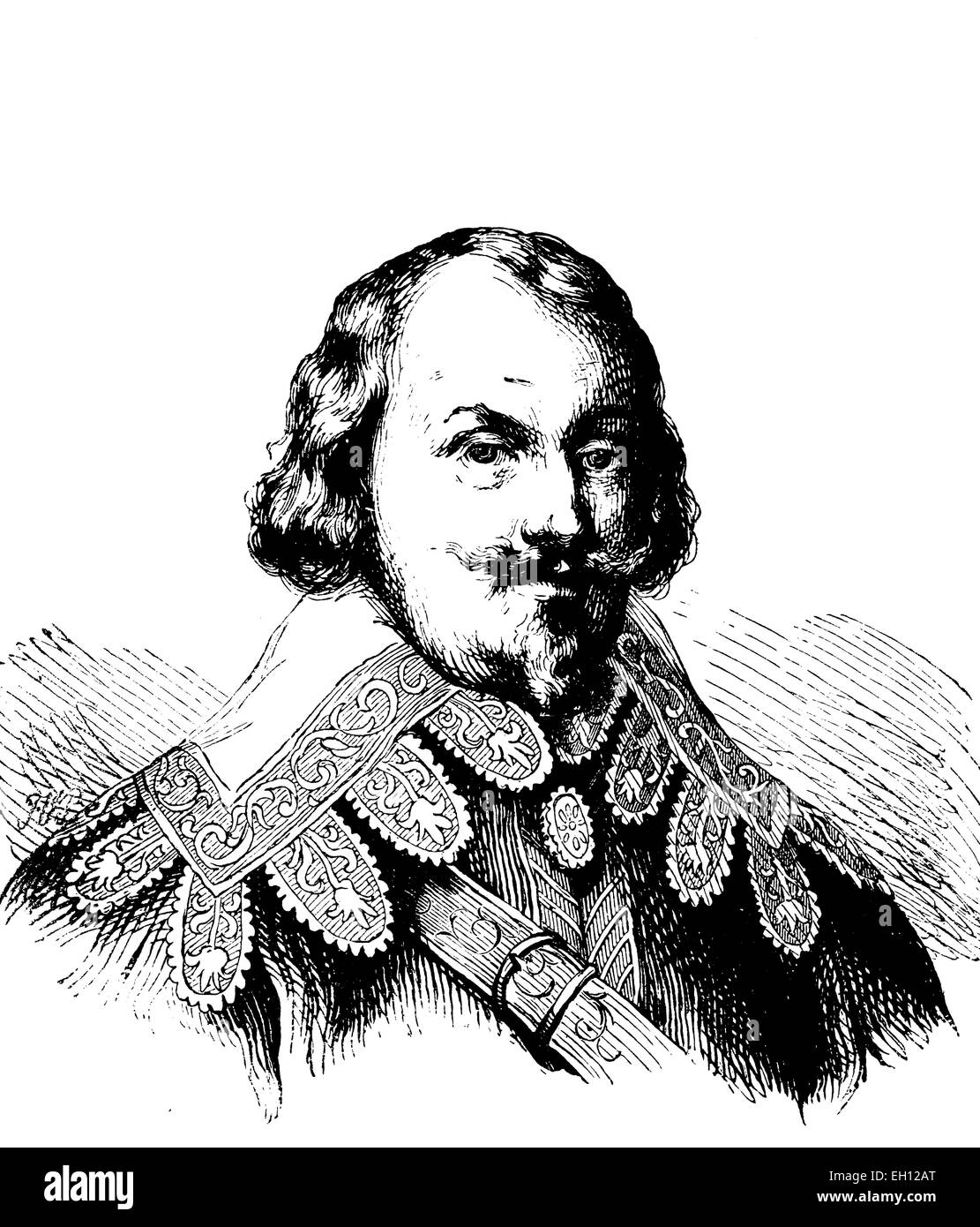 Johan Baner, 1596 - 1641, le feld-maréchal suédois dans la guerre de Trente Ans, gravure sur bois de 1880 Banque D'Images