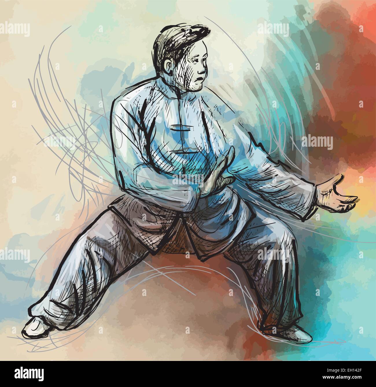 Une illustration à la main (converti en vecteur) à partir de la série Arts Martiaux : TAIJI (Tai Chi). Est un art martial chinois interne Illustration de Vecteur