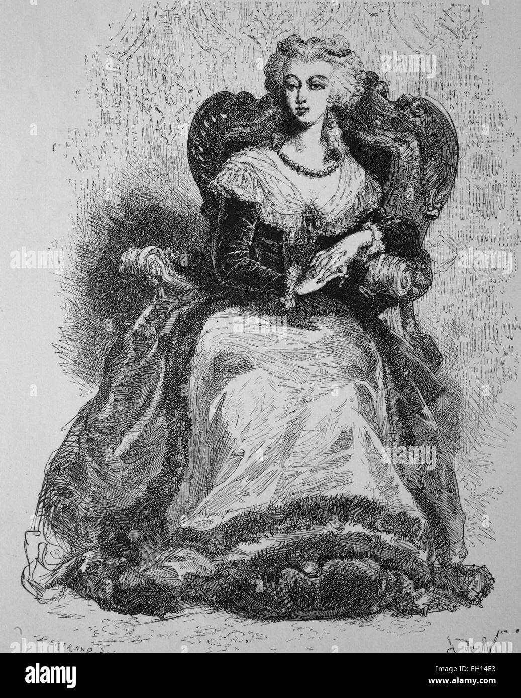 Marie Antoinette, gravure sur bois de 1880 Banque D'Images