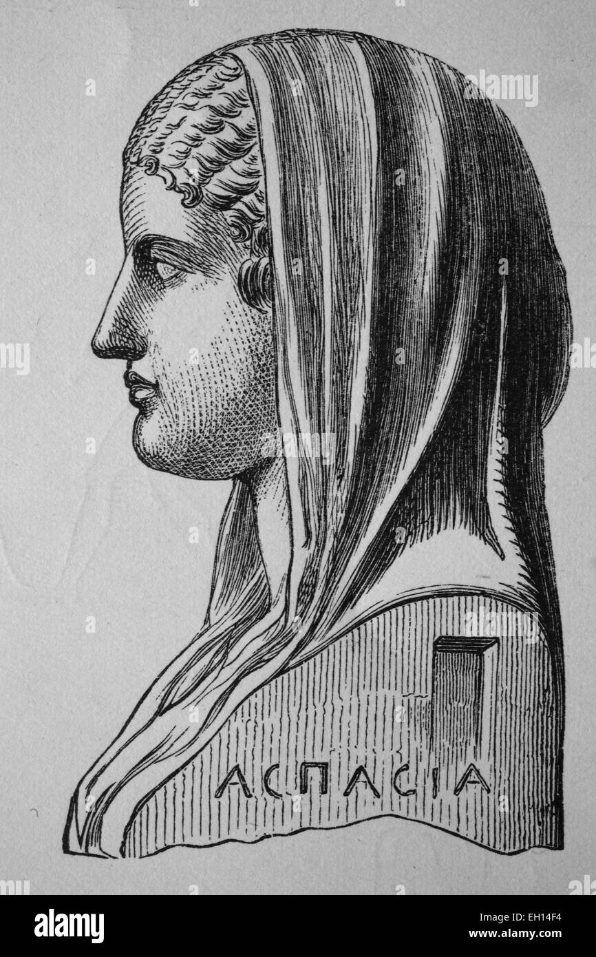 Aspasia, 470 BC - 420 BC, philosophe grec, gravure sur bois, vers 1880 historique Banque D'Images