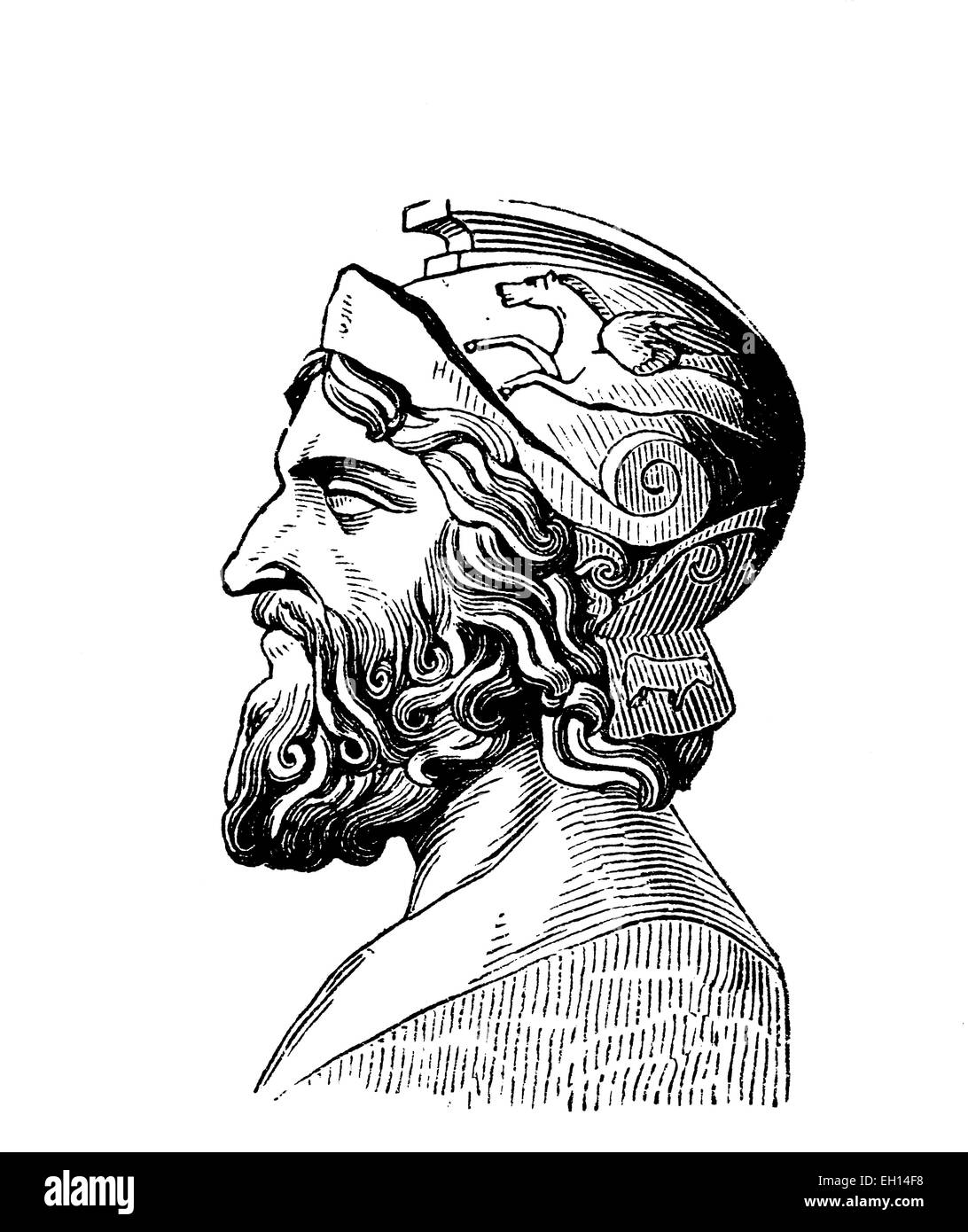 Miltiades l'ancien, l'Athenian, fonde une principauté sur la péninsule de Chersonese au milieu du vie siècle avant J.-C., aujourd'hui, la Turquie, gravure sur bois de 1880 Banque D'Images