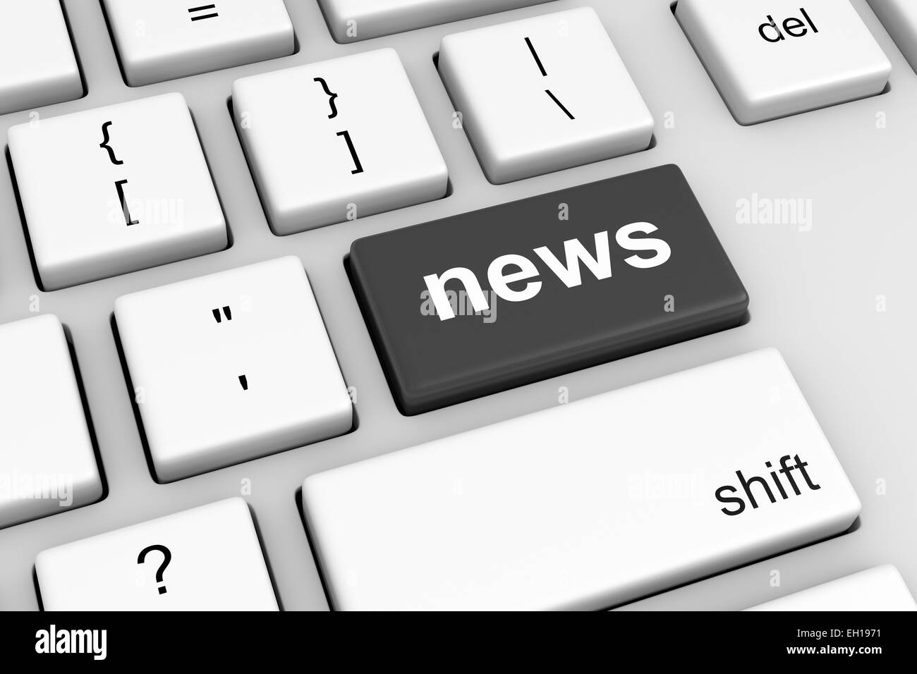 Clavier de l'ordinateur avec le bouton noir News Illustration Banque D'Images