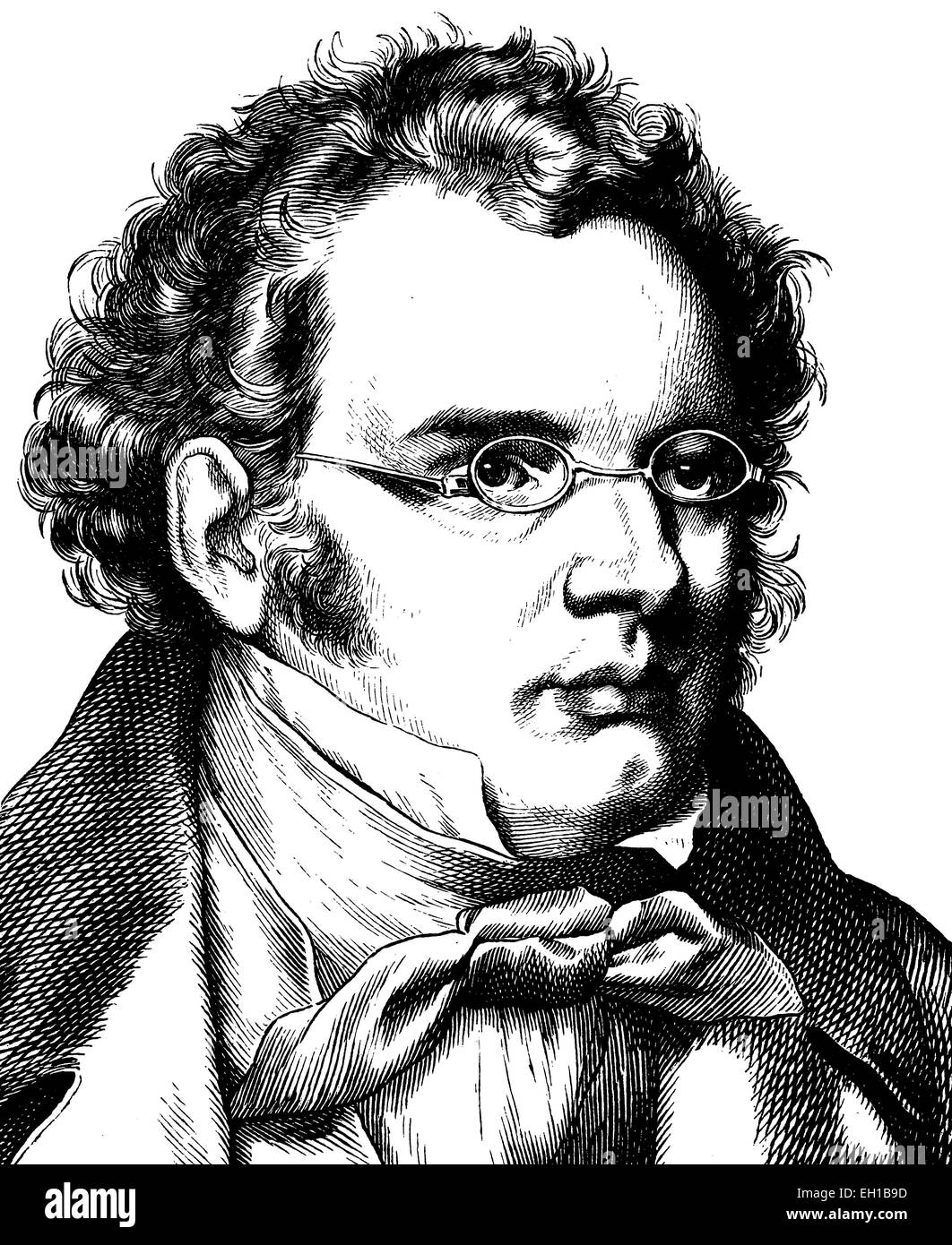 L'amélioration de l'image numérique de Franz Schubert, 1797 - 1828, compositeur, Portrait, illustration historique, 1880 Banque D'Images