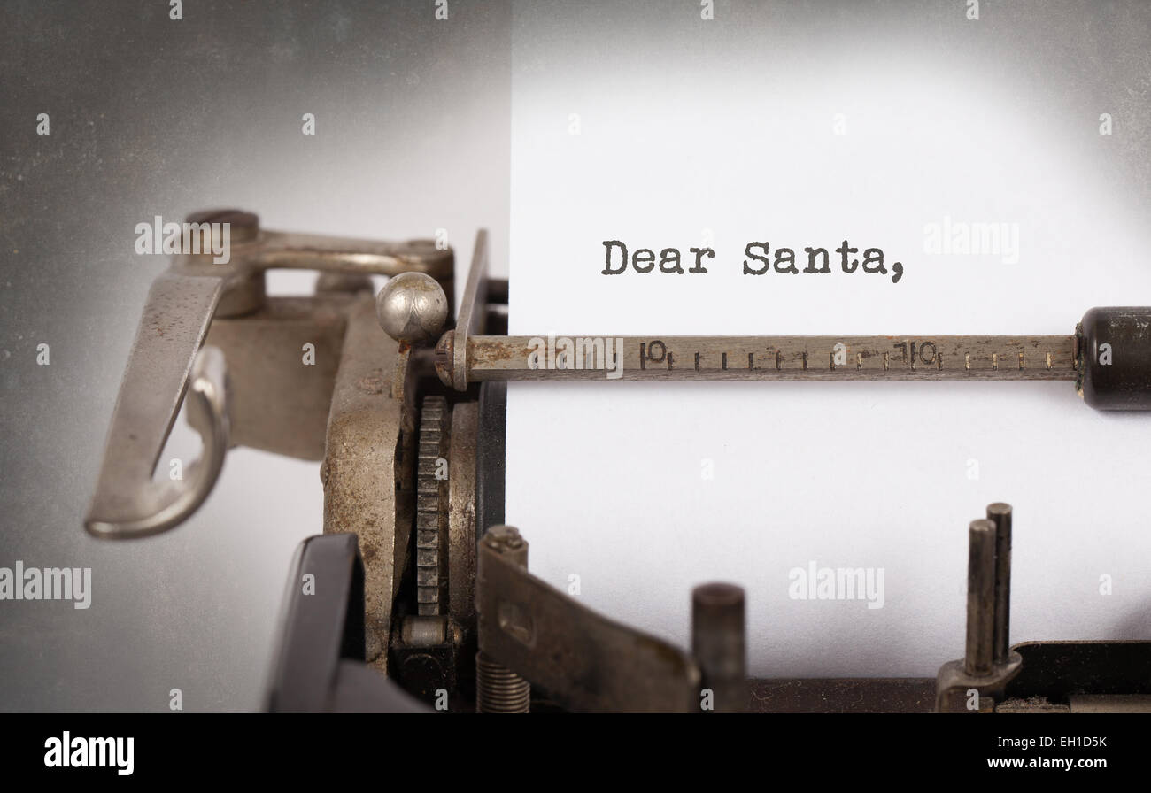Vintage inscription a été faite par vieille machine à écrire, cher père noël Banque D'Images