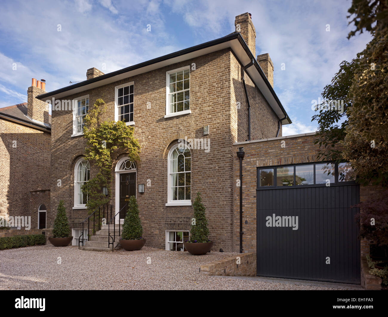Chambre Shooters Hill, Londres, Royaume-Uni. Architecte : Charles Barclay architectes, 2012. Front elevation of Georgian oblique Banque D'Images