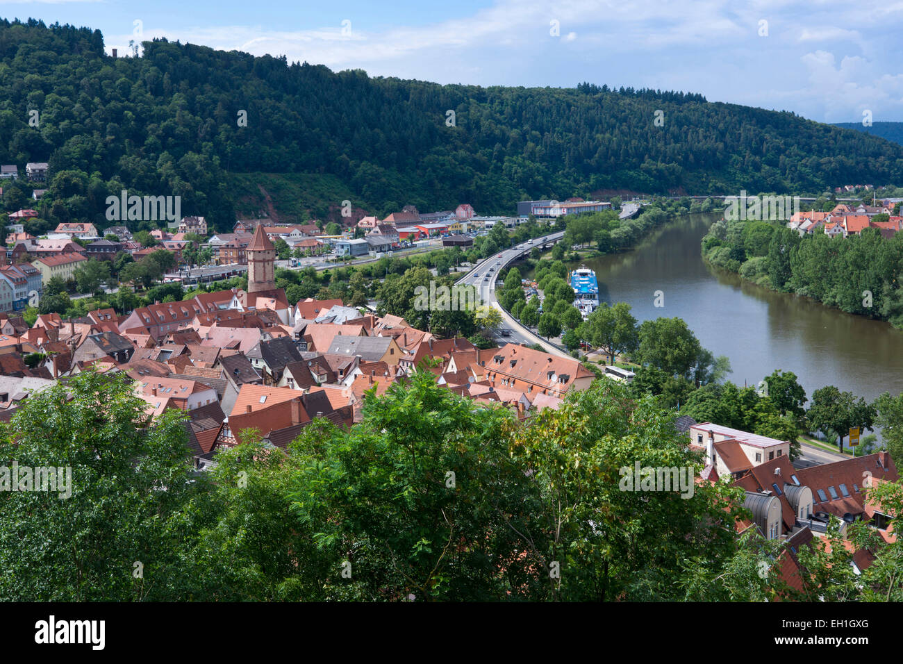 Belle Vallée de la Tauber à Wertheim, Bade-Wurtemberg, l'allemand, l'Europe Banque D'Images