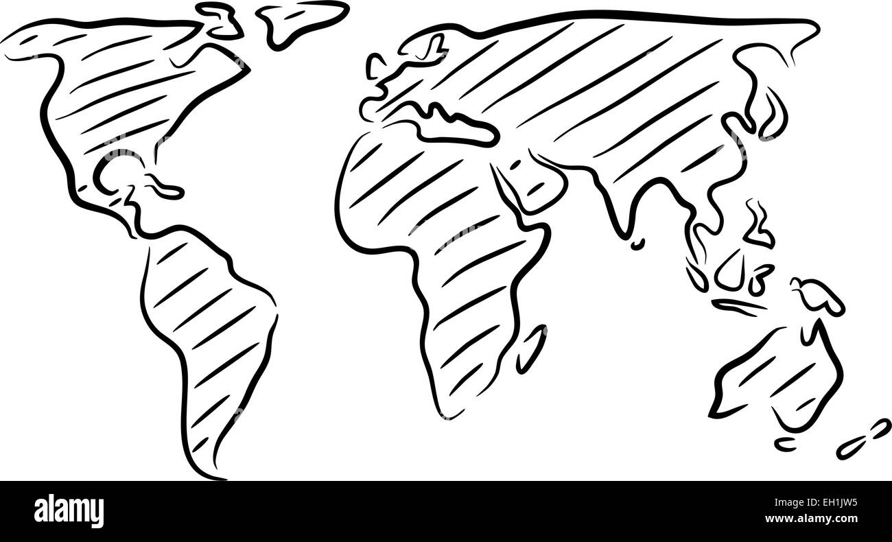 Vecteur modifiable esquisse esquisse d'une carte du monde Illustration de Vecteur