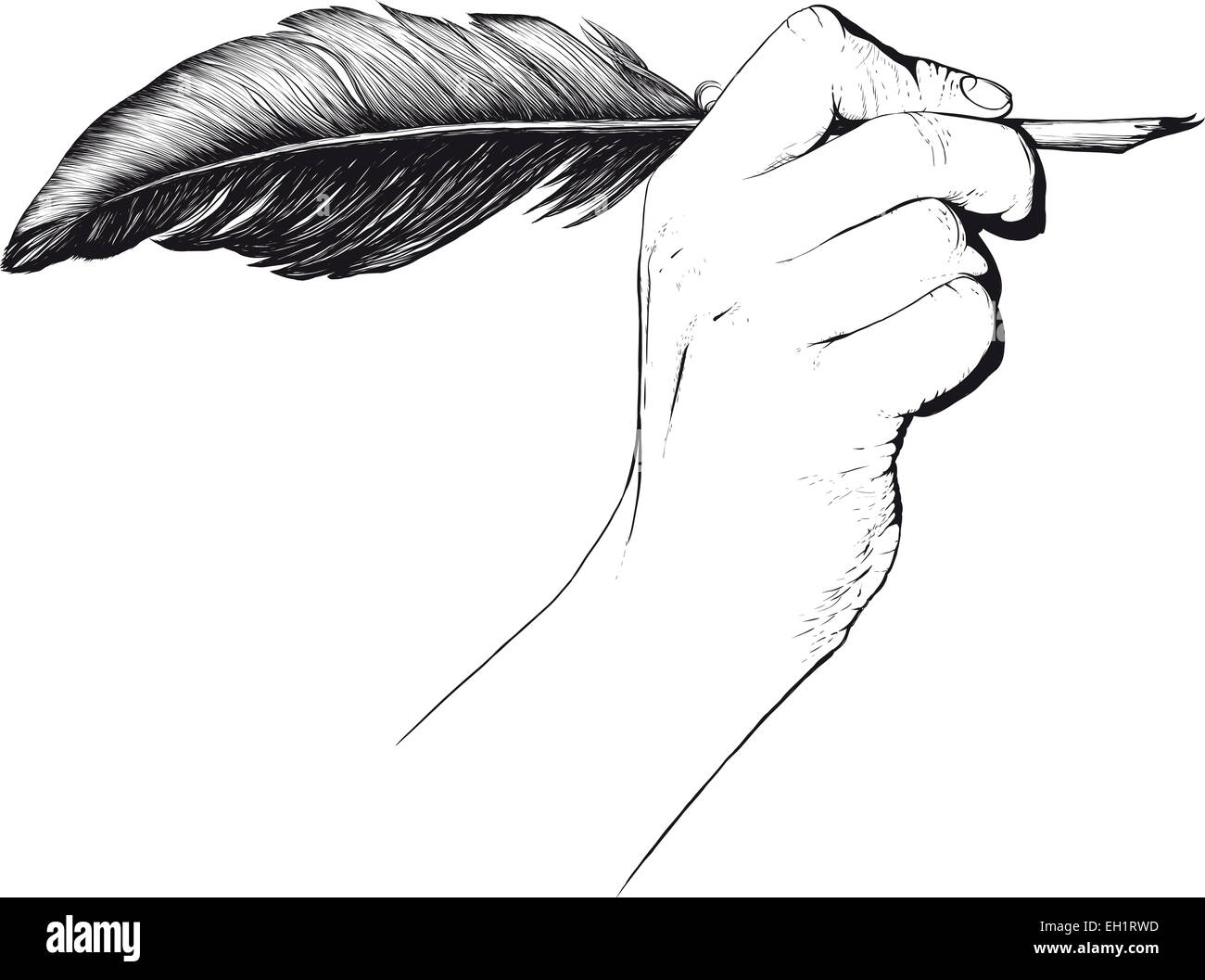 Main tenant à la plume Banque D'Images