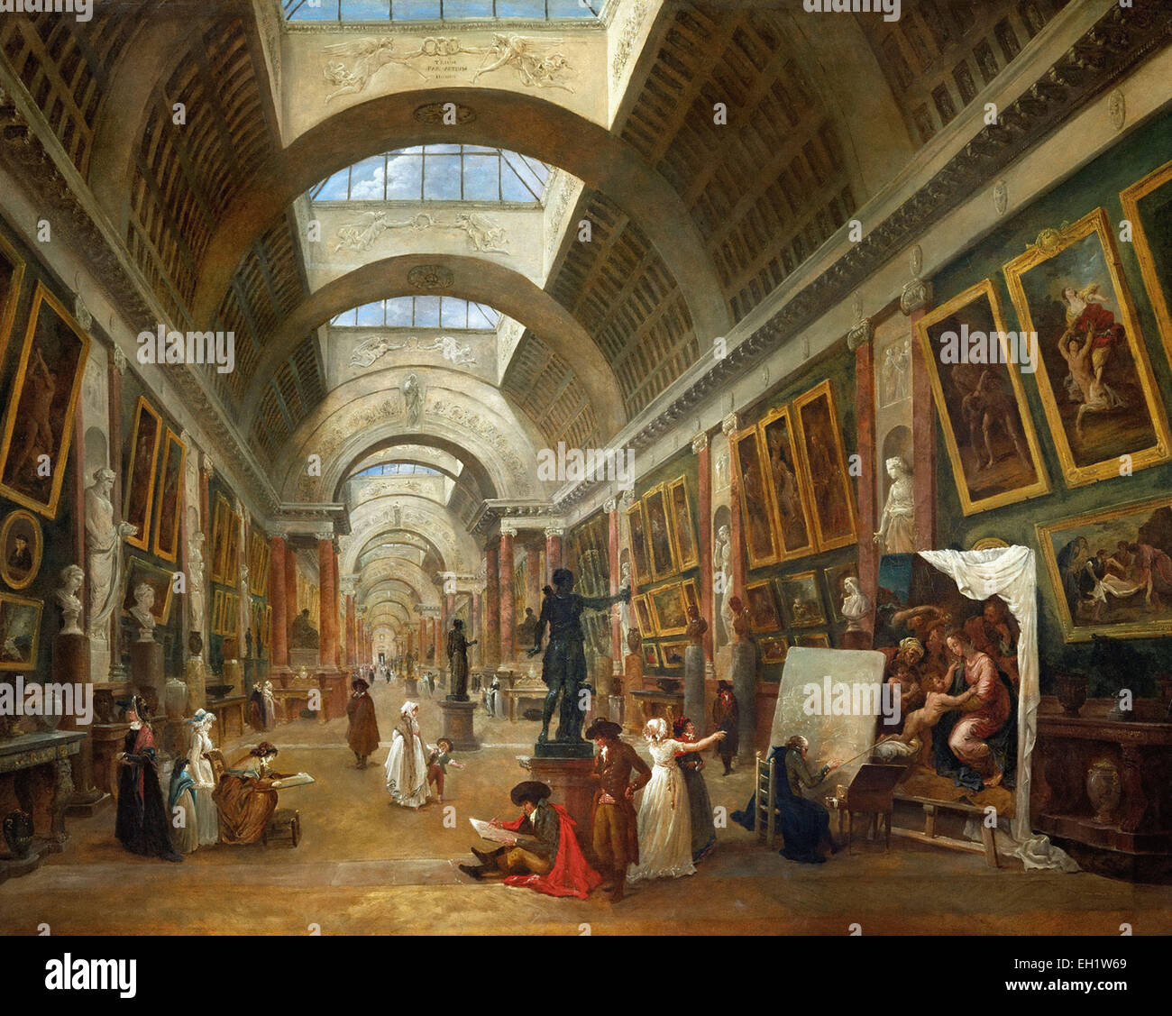 Hubert Robert Vue de la Grande galerie du Louvre Banque D'Images