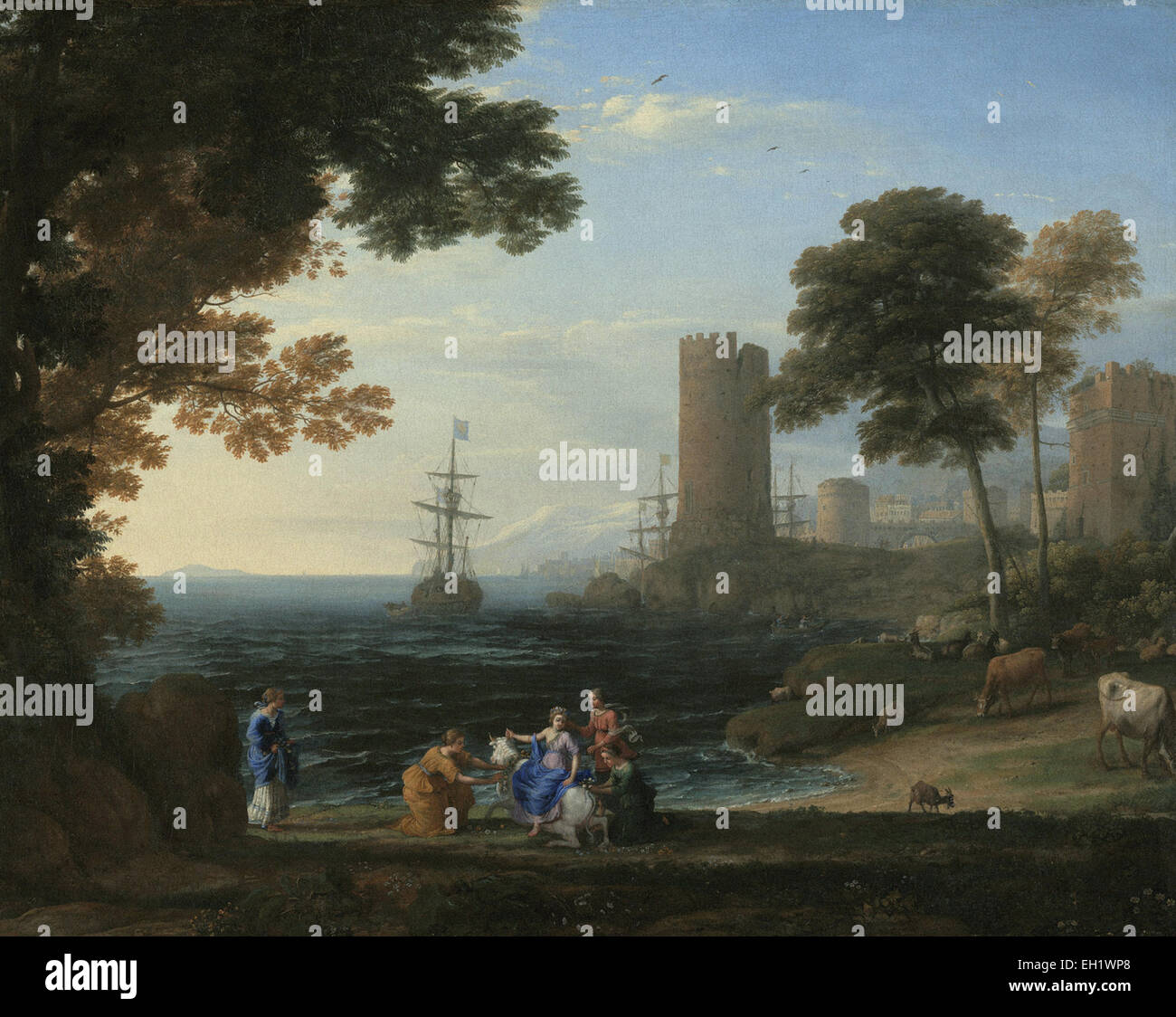 Claude Lorrain sur la côte avec l'enlèvement d'Europa Banque D'Images