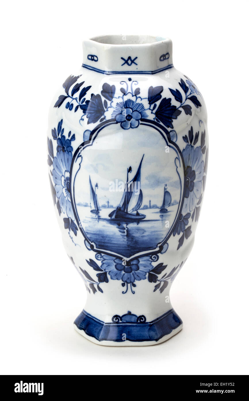 Vase bleu et blanc de Delft Banque D'Images