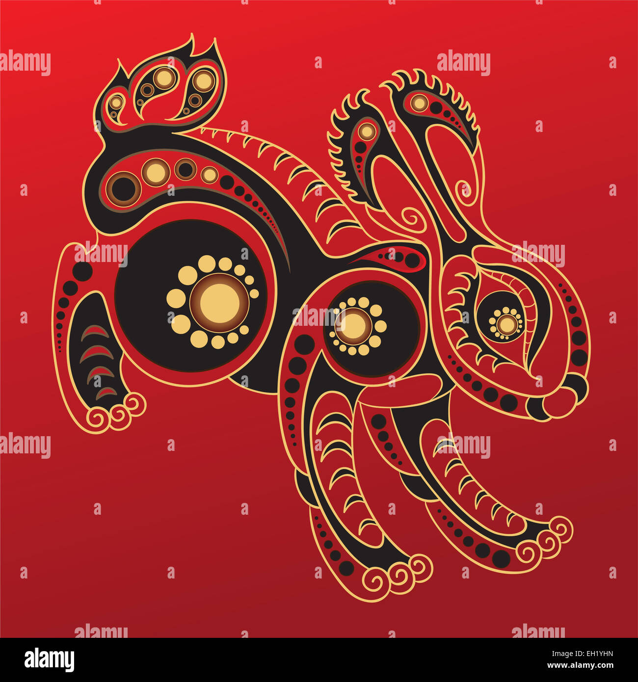 Horoscope chinois l'année du lapin. Banque D'Images