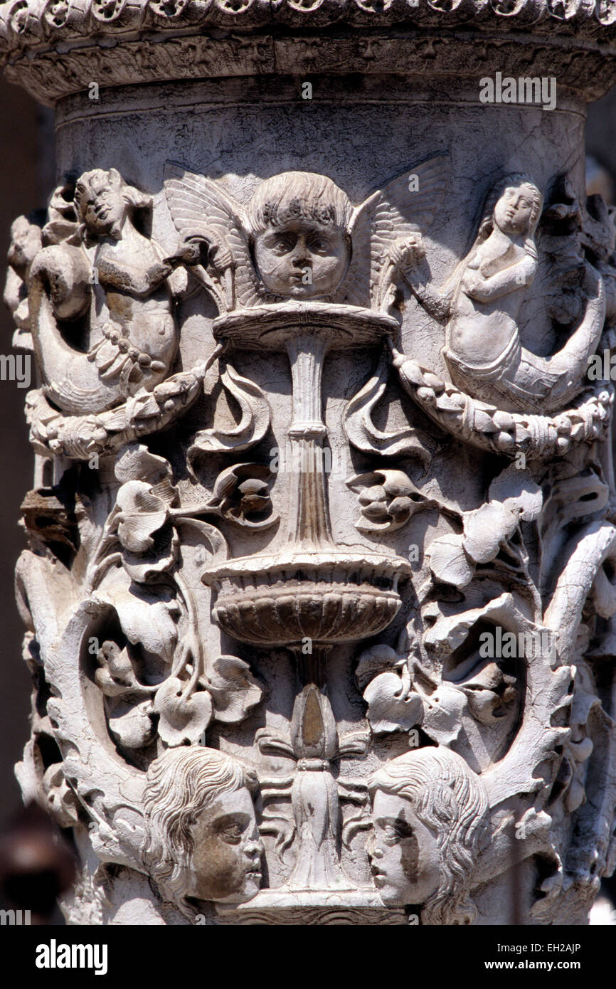 Italia, Lombardie, Brescia, S. Maria dei Miracoli Eglise, façade Détail Banque D'Images